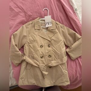 Zara Girls Beige Double-Breasted Coat NWT